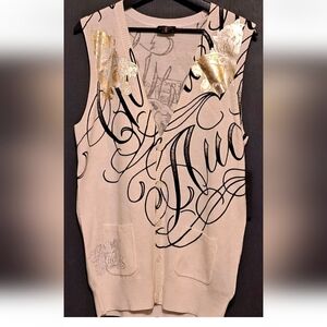 Ed Hardy Wool Blend Sweater Vest  - Large